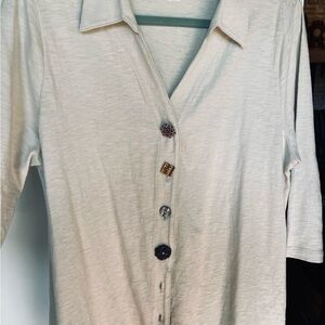 Soft Surroundings Cream Button-Down Shirt